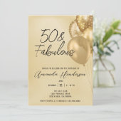 Invitation d'anniversaire 50 ans or et fabuleux (Debout devant)