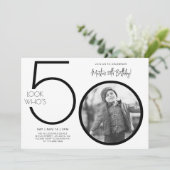 Invitation d'anniversaire 50 ans Photo Moderne (Debout devant)