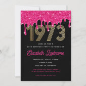 Invitation d'anniversaire 50 ans Pink Glitter Drip (Devant)