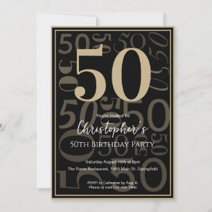 Invitation d'anniversaire 50 ans pour lui en noir