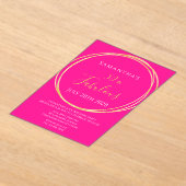 Invitation d'anniversaire 50 ans rose chaud or (Poser)