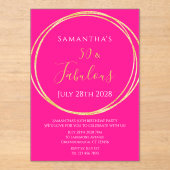 Invitation d'anniversaire 50 ans rose chaud or (Recto)