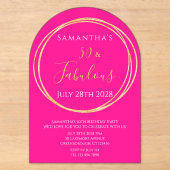 Invitation d'anniversaire 50 ans rose chaud or (Recto)