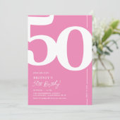 Invitation d'anniversaire 50 ans rose joli (Debout devant)