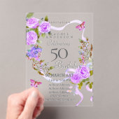 Invitation d'anniversaire 50 ans Ruban de Rose Vio (In situ (ordinateur de poche))