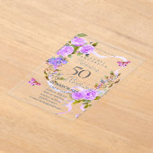 Invitation d'anniversaire 50 ans Ruban de Rose Vio (Poser)