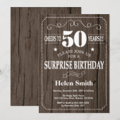 Invitation d'anniversaire 50 ans Rustique Surprise (Devant / Derrière)