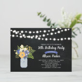 Invitation d'anniversaire 50 ans tableau noir, pot (Debout devant)