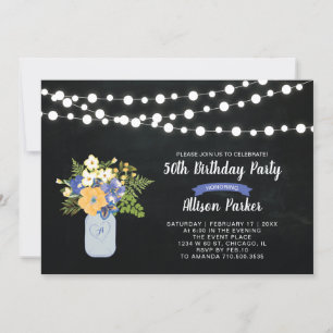 Invitation d'anniversaire 50 ans tableau noir, pot