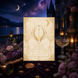 Invitation d'anniversaire 50 ans Taureau Or Crème