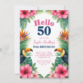 Invitation d'anniversaire 50 ans tropicale Hello 5 (Devant)