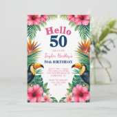 Invitation d'anniversaire 50 ans tropicale Hello 5 (Debout devant)