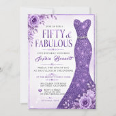 Invitation d'anniversaire 50 ans violet (Devant)