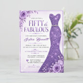 Invitation d'anniversaire 50 ans violet (Debout devant)