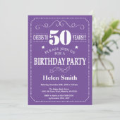 Invitation d'anniversaire 50 ans Violet et Blanc (Debout devant)