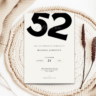 Invitation d'anniversaire 52 ans - Typo Gras Minim