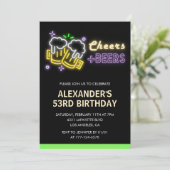Invitation d'anniversaire 53 ans Neon Cheers Beer  (Debout devant)