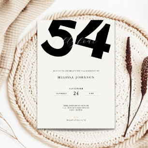 Invitation d'anniversaire 54 ans minimale - Typo g