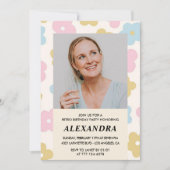 Invitation d'anniversaire 55 ans Fleurs rétro Groo (Devant)