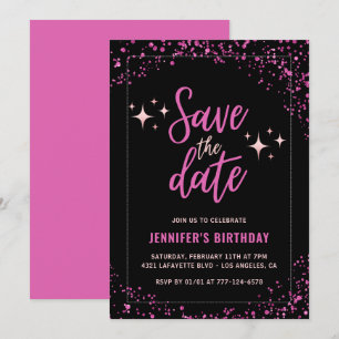 Invitation d'anniversaire 56 ans Rose Noir à reten