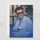 Invitation d'anniversaire 57 ans Bleu Fête d'anniv (Devant)