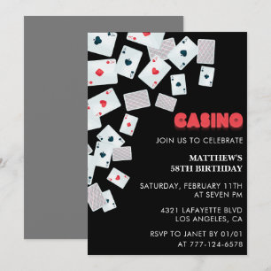 Invitation d'anniversaire 58 ans carte à jouer cas