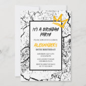 Invitation d'anniversaire 58 ans Grunge Black  Gra (Devant)