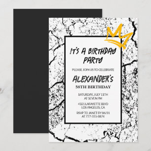 Invitation d'anniversaire 58 ans noir Grunge Graff