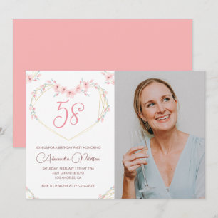 Invitation d'anniversaire 58 ans photo florale boh