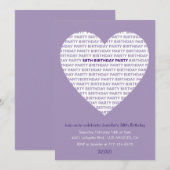 Invitation d'anniversaire 58 ans typographie fille (Devant / Derrière)