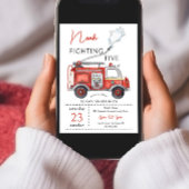Invitation d'anniversaire 5 ans Camion de pompiers