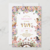Invitation d'anniversaire 5 ans de fleur de fée fa (Devant)