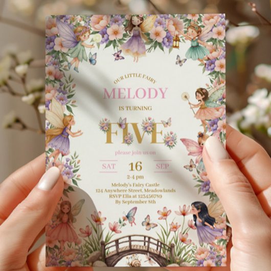 Invitation d'anniversaire 5 ans de fleur de fée fa