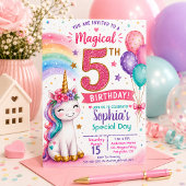 Invitation d'anniversaire 5 ans de la fille licorn