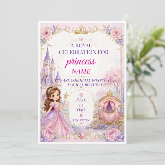 Invitation d'anniversaire 5 ans de la Princesse M (Debout devant)