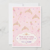 Invitation d'anniversaire 5 ans de la Princesse M (Dos)