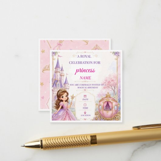 Invitation d'anniversaire 5 ans de la Princesse Ma (Devant/Arrière en situation)