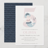 Invitation d'anniversaire 5 ans de petite sirène r (Devant / Derrière)