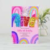 Invitation d'anniversaire 5 ans fille Arc-en-Ciel (Debout devant)