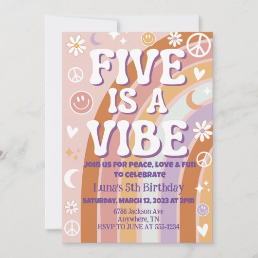 Invitation d'anniversaire 5 ans Five is a Vibe (Devant)