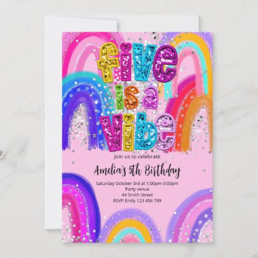 Invitation d'anniversaire 5 ans 'Five is a Vibe' (Devant)