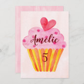 Invitation d'anniversaire 5 ans - gâteaux aquarell (Devant / Derrière)