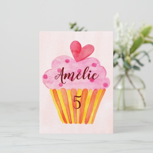 Invitation d'anniversaire 5 ans - gâteaux fille aq (Debout devant)