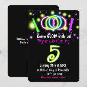 Invitation d'anniversaire 5 ans GLOW Lights (Devant / Derrière)