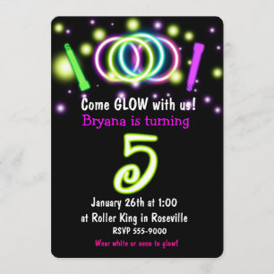 Invitation d'anniversaire 5 ans GLOW Lights