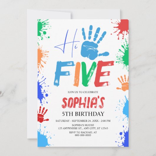 Invitation d'anniversaire 5 ans Hi-five High Five (Devant)