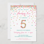 Invitation d'anniversaire 5 ans pour filles  fête  (Devant)