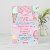 Invitation d'anniversaire 5 ans pour une fille dou (Debout devant)