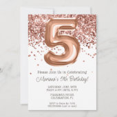 Invitation d'anniversaire 5 ans Rose Gold (Devant)