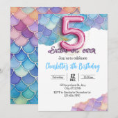 Invitation d'anniversaire 5 ans Sirène (Devant / Derrière)